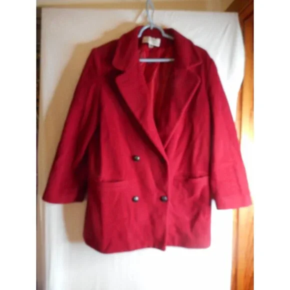 Burgundy 100% wool Double Breasted Coat Size 8 by Forrani - Picture 1 of 3